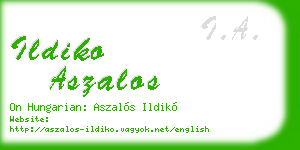 ildiko aszalos business card